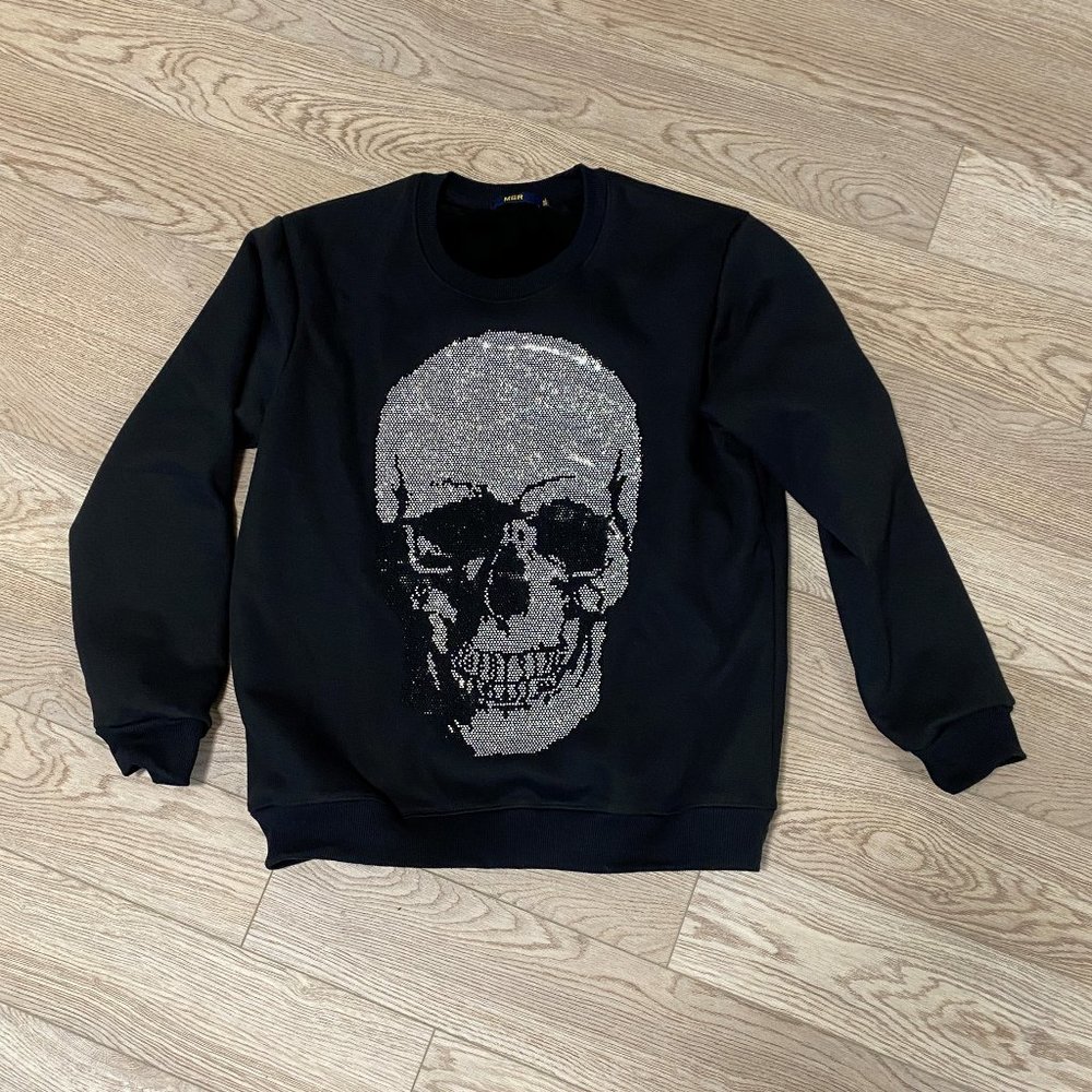 Rhinestone Skull Men Sweatshirt
